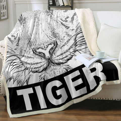 Image of B&W Detail Tiger Sketch SWMT4230 Fleece Blanket