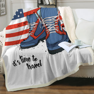 USA It's Time To Travel SWMT4238 Fleece Blanket