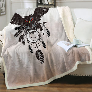 Dark Owl Dream Catcher Forest SWMT4241 Fleece Blanket