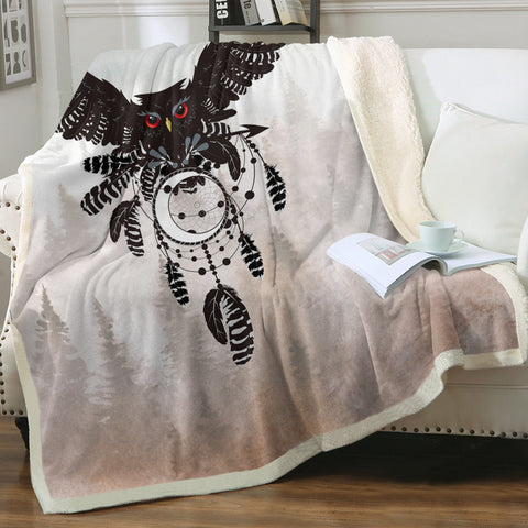 Image of Dark Owl Dream Catcher Forest SWMT4241 Fleece Blanket