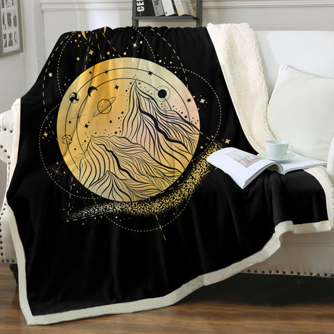Image of Golden Galaxy Illustration Triangle Zodiac SWMT4242 Fleece Blanket