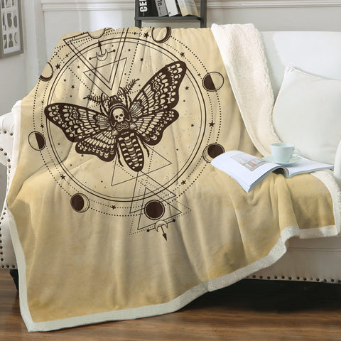 Image of Old School Skull Butterfly Zodiac SWMT4245 Fleece Blanket