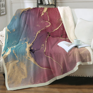 Splash Golden Red & Blue Indigo SWMT4282 Fleece Blanket