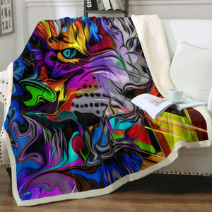 Colorful Curve Art Wolf SWMT4288 Fleece Blanket