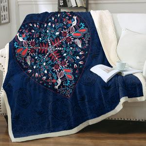 Vintage Mandala Heart Pattern SWMT4290 Fleece Blanket