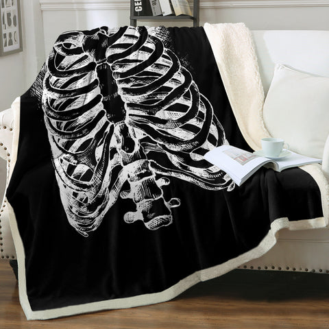 Image of B&W Skeleton Sketch SWMT4292 Fleece Blanket