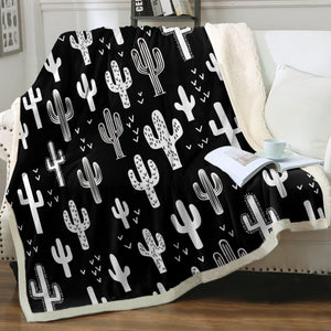 B&W Cactus Little Heart Monogram SWMT4293 Fleece Blanket