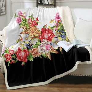 Multi Flowers B&W Theme SWMT4295 Fleece Blanket