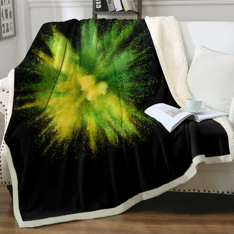 Image of Green & Yellow Splash Black Theme SWMT4301 Fleece Blanket