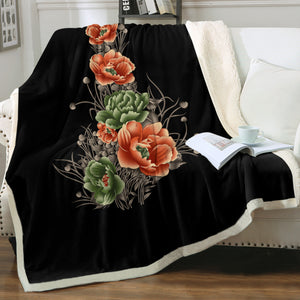 Green & Salmon Lotus SWMT4302 Fleece Blanket