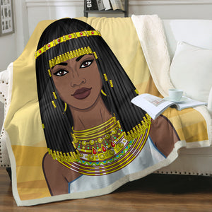 Egyptian Lady in Desert SWMT4303 Fleece Blanket