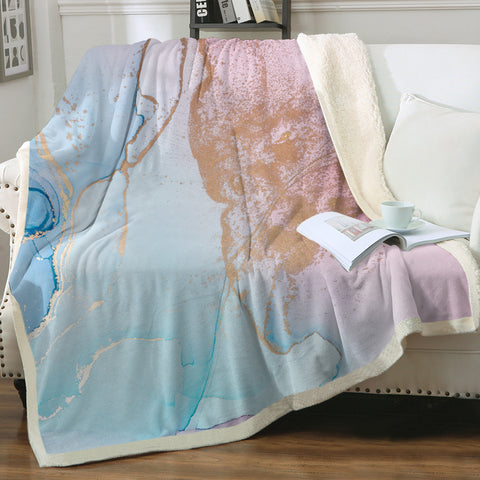 Image of Golden Light Splash Blue & Pink SWMT4315 Fleece Blanket