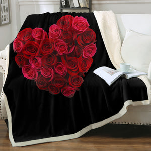 Roses in Heart Pattern SWMT4329 Fleece Blanket