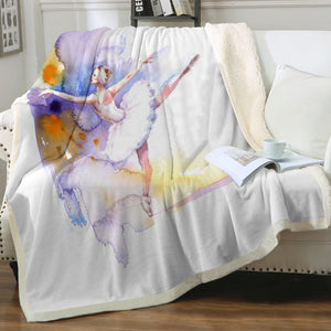 Ballet Dancing Lady Watercolor Painting SWMT4333 Fleece Blanket