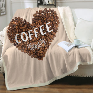 Love In Coffee Bean - Heart Shape SWMT4436 Fleece Blanket