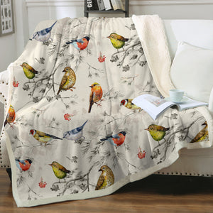 Tiny Colorful Birds SWMT4444 Fleece Blanket