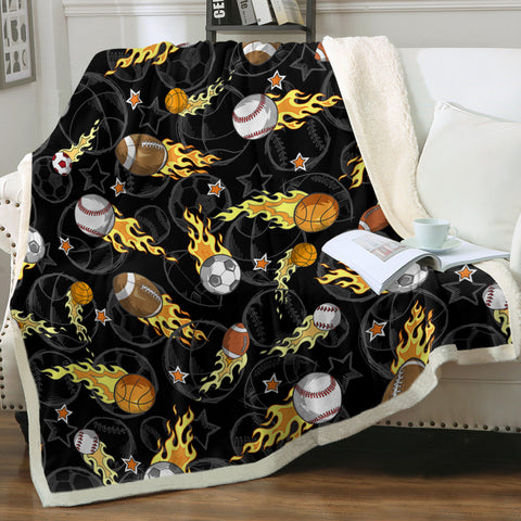 Image of Cartoon Sport Balls Fire SWMT4489 Fleece Blanket