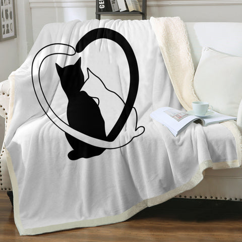 Image of B&W Couple Cats SWMT4490 Fleece Blanket