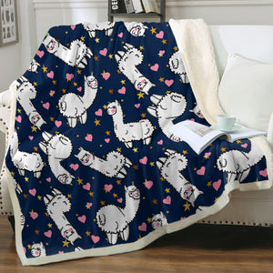 Lovely Alapaca Navy Theme SWMT4491 Fleece Blanket