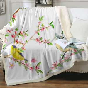 Birds On Blossom Branchs SWMT4492 Fleece Blanket