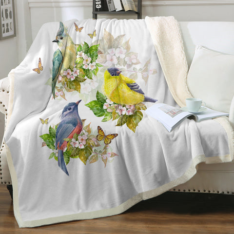 Image of Sunbirds, Butterflies And Flowers SWMT4493 Fleece Blanket