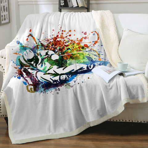 Image of Colorful Spray Skiing SWMT4498 Fleece Blanket