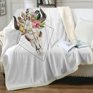 Floral Buffalo Skull SWMT4500 Fleece Blanket