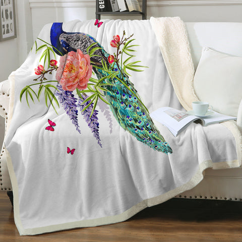 Image of Beautiful Floral Peacock SWMT4502 Fleece Blanket