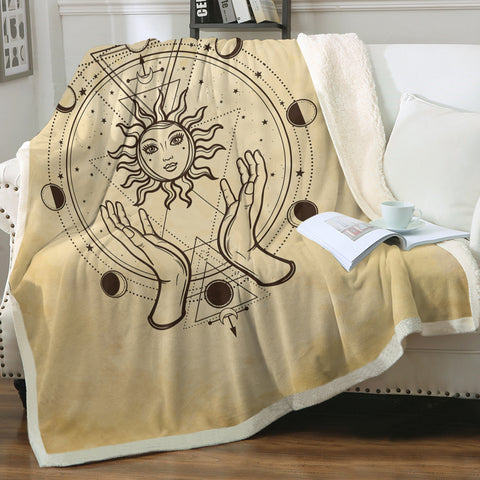 Image of Vintage Round Zodiac Sun & Moon SWMT4503 Fleece Blanket