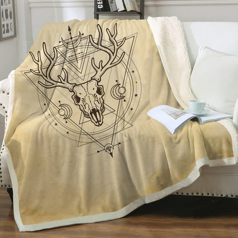 Image of Vintage Deer Skull Zodiac SWMT4504 Fleece Blanket