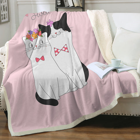 Image of Cute My Sweet Loving Cats Pink Theme SWMT4507 Fleece Blanket