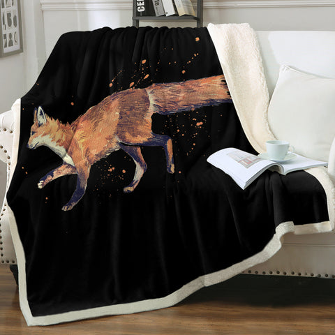 Image of Real Fox Orange Splatter Brush SWMT4508 Fleece Blanket