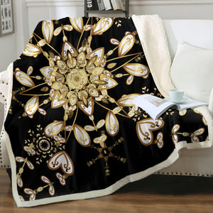 Big Royal Golden & White Mandala SWMT4512 Fleece Blanket