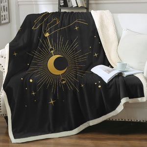 Golden Hand Holding Moon Light SWMT4514 Fleece Blanket