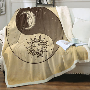 Retro Yin Yang Sun and Moon Face SWMT4519 Fleece Blanket