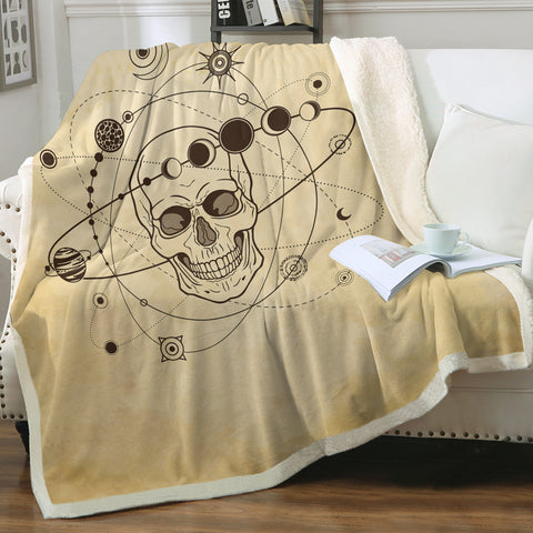 Image of Retro Skull Galaxy Sketch SWMT4524 Fleece Blanket