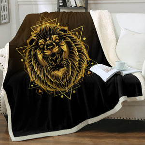 Modern Golden Lion Zodiac Black Theme SWMT4529 Fleece Blanket