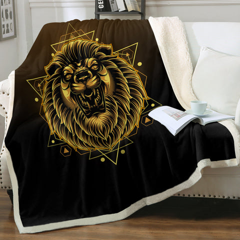 Image of Modern Golden Lion Zodiac Black Theme SWMT4529 Fleece Blanket