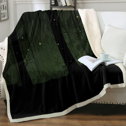 Image of Night Palm Trees Forest Green Light SWMT4531 Fleece Blanket