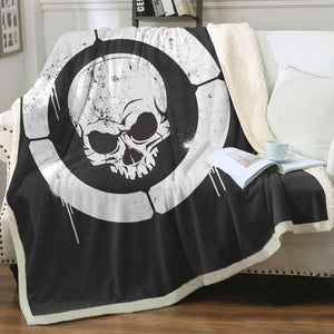 B&W Military Skull Spray SWMT4534 Fleece Blanket