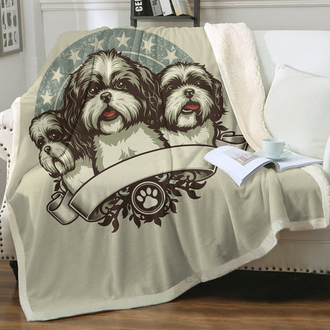 Image of Retro Three Heads Cavalier King Charles Spaniel Superstar SWMT4536 Fleece Blanket