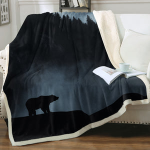 Black Scene High Forest Mountain Bear SWMT4538 Fleece Blanket