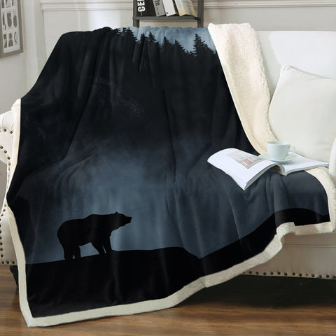 Image of Black Scene High Forest Mountain Bear SWMT4538 Fleece Blanket