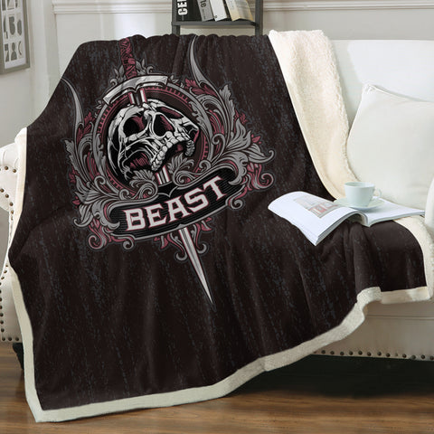 Image of Skull Knife Beast Metal Logo Black Theme SWMT4540 Fleece Blanket