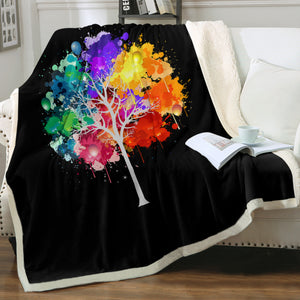 Colorful Spray Leaves Plant SWMT4545 Fleece Blanket