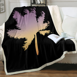 Gradient Purple Yellow Coconut Plant Shape SWMT4546 Fleece Blanket