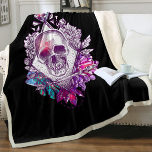 Vintage Skull Purple Diamon Sketch SWMT4584 Fleece Blanket