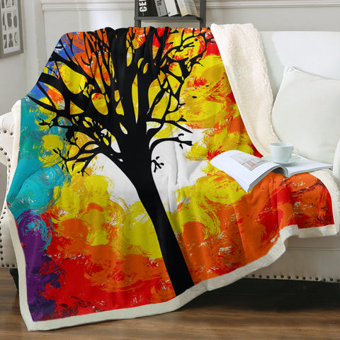 Image of Colorful Big Tree Full Screen SWMT4585 Fleece Blanket