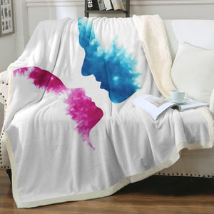 Purple & Blue Human Face Kissing SWMT4586 Fleece Blanket