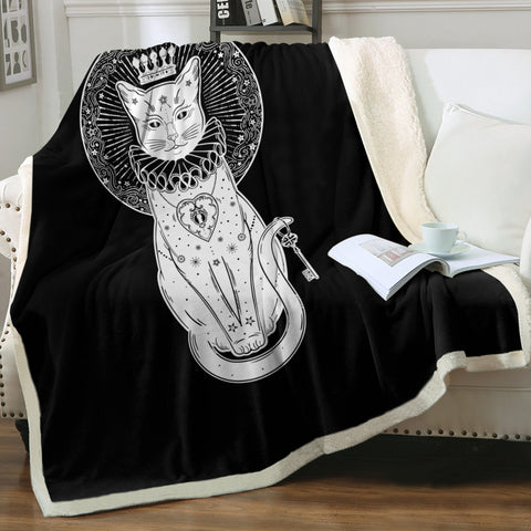 Image of Royal White Cat Crown SWMT4587 Fleece Blanket